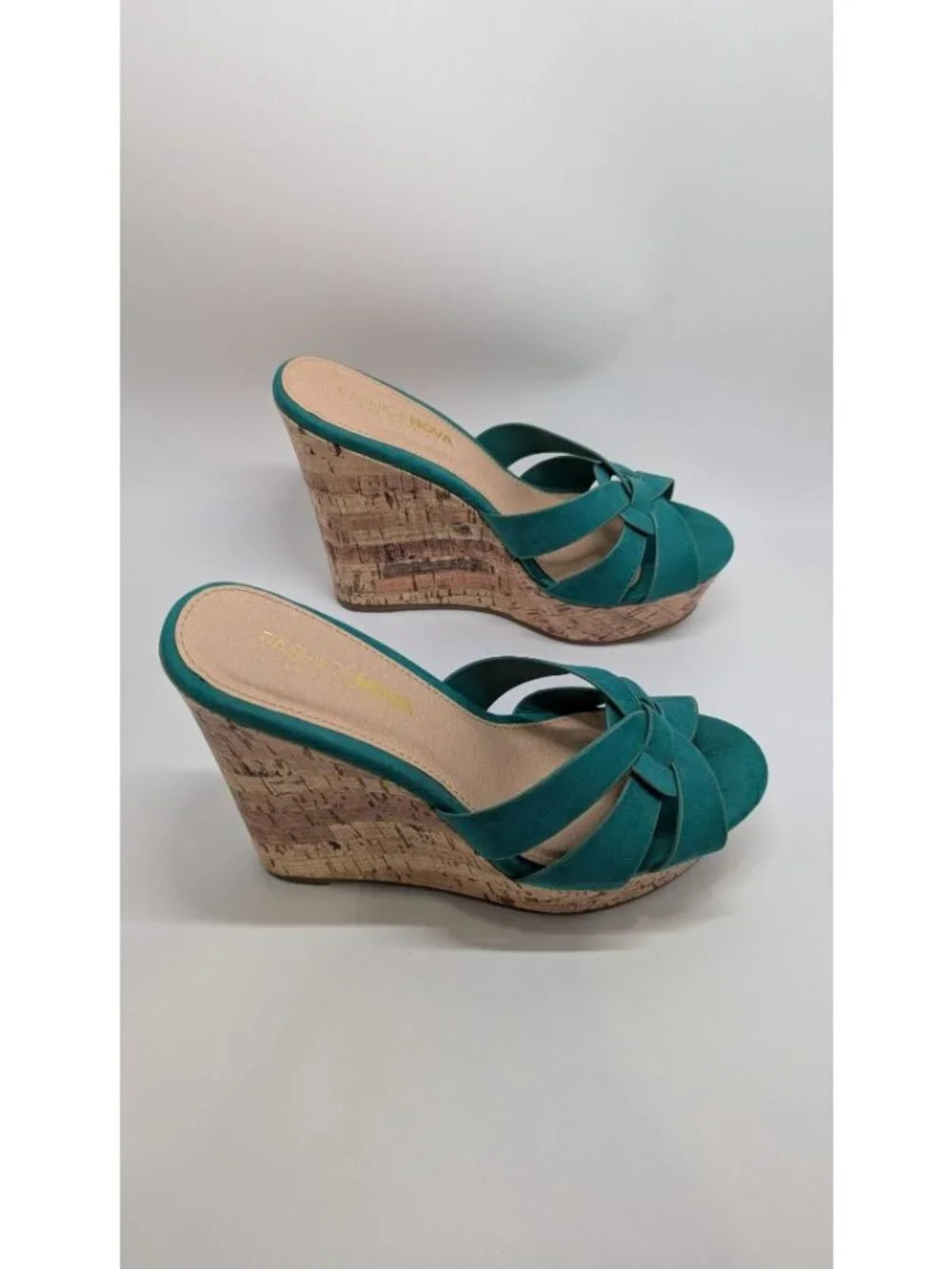 Fashion Nova Turquoise Knotted Wedge Sandals